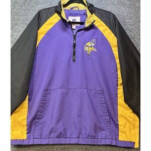VTG‎ Minnesota Vikings 1/4 Zip Pullover Jacket Men's L NFL Pro Line Purple Black